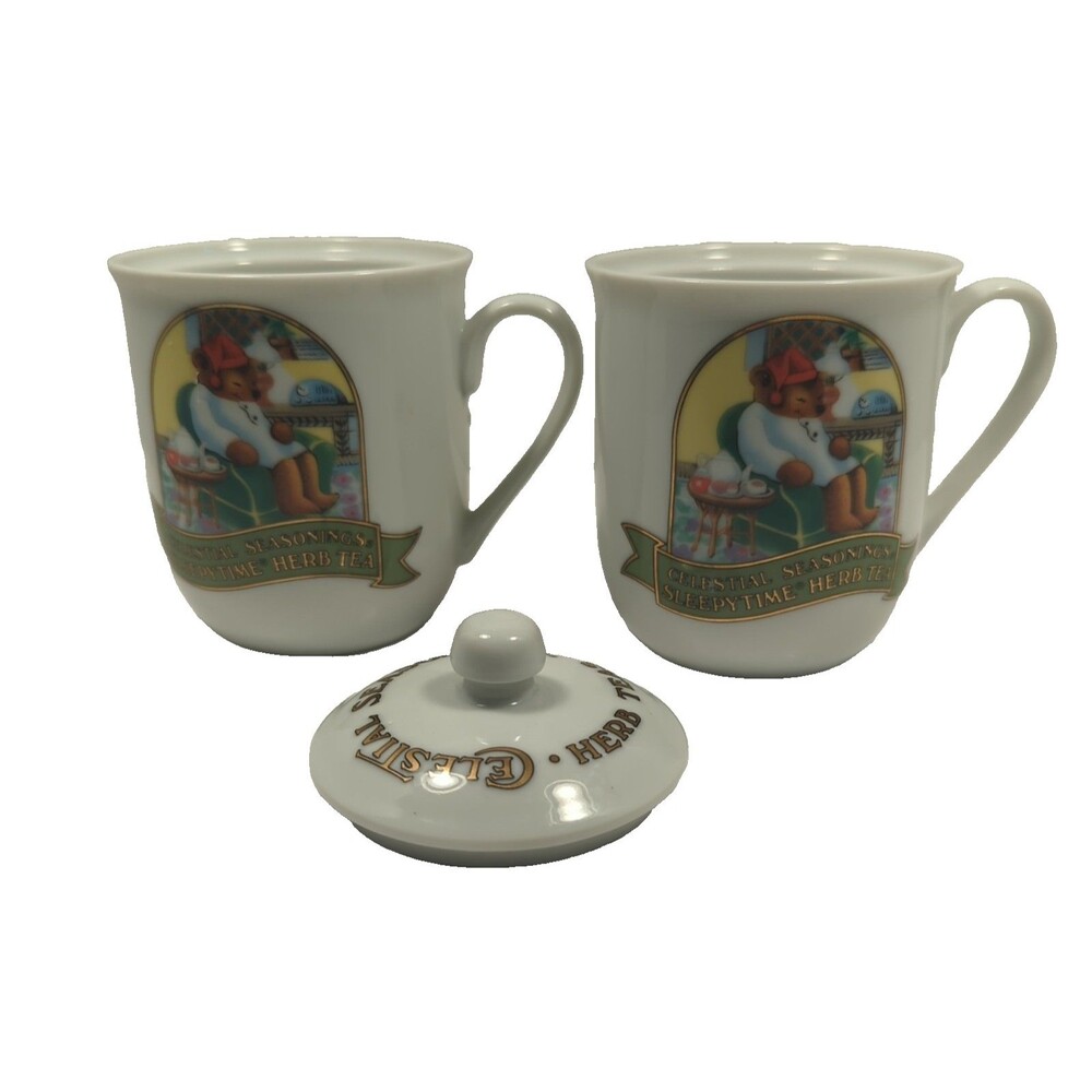“Celestial Seasonings Sleepytime” 1985 Mug with Lid - Sleeping Bears, Japan